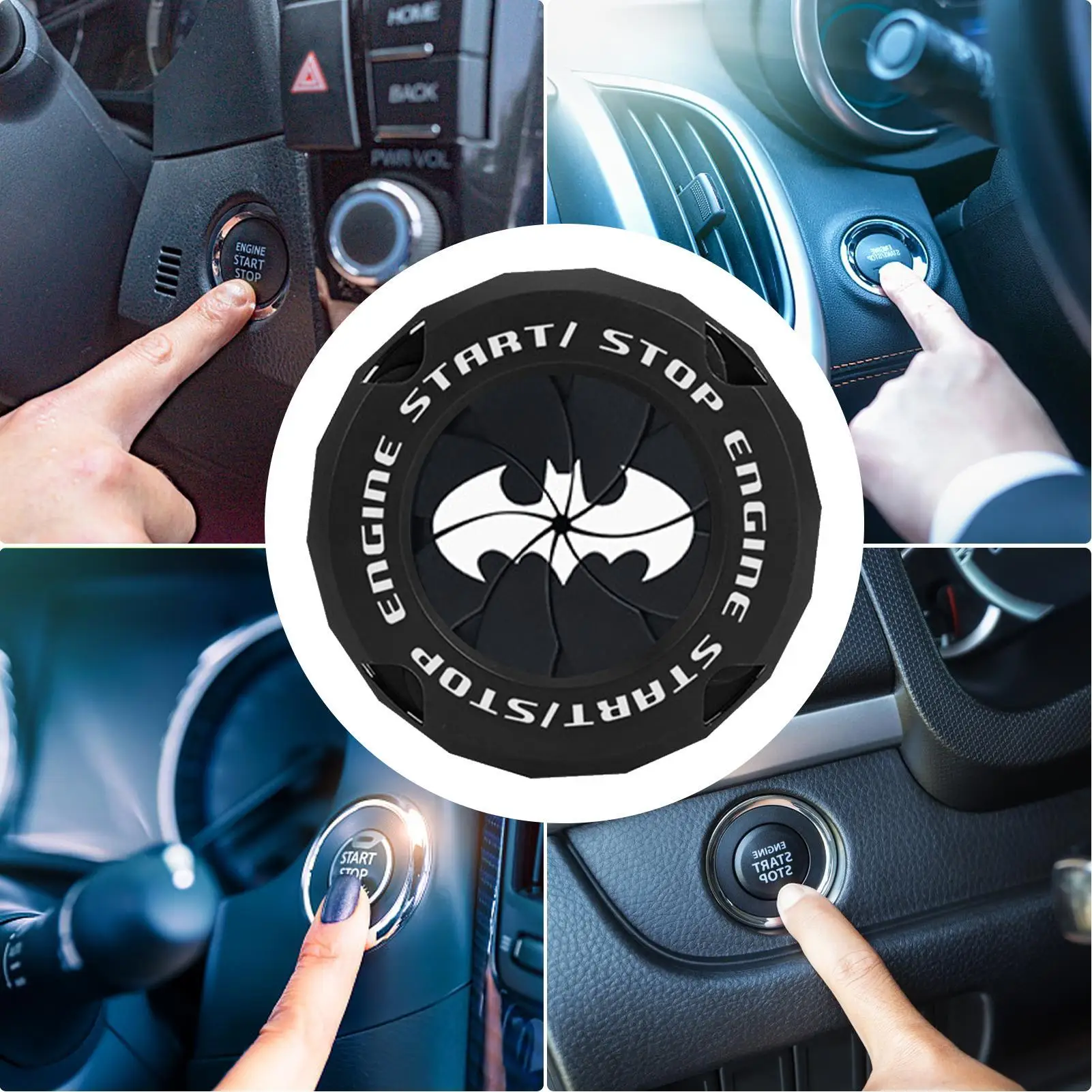 Bat Design Push Start Button Cover - Decorative and Protective Car Accessory