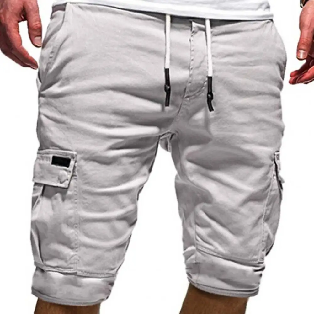 2025 Men Outdoor Cargo Shorts Solid Color Multi Pockets Men Loose Drawstring Shorts For Jogging Summer Short Casual Pants 6