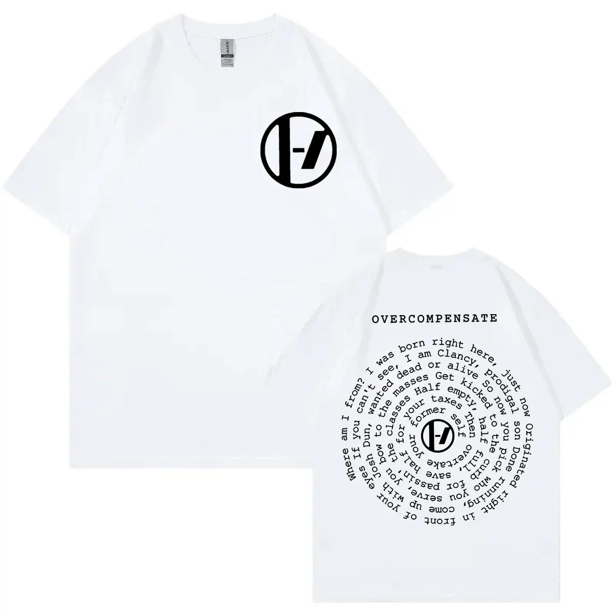 Twenty One Pilots Overcompensate Lyric Print T-shirt The Clancy World Tour 2024 T-shirts Men Women Fashion Rock Hip Hop T Shirts 2