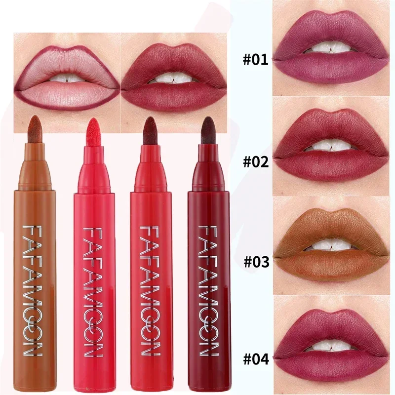 Lip Stain Makeup Lipstick Lips Dye Marker Pen Long-lasting Hydrating Waterproof Matte Lip Gloss Lipliner Contour Non-stick Cup Lip Stain