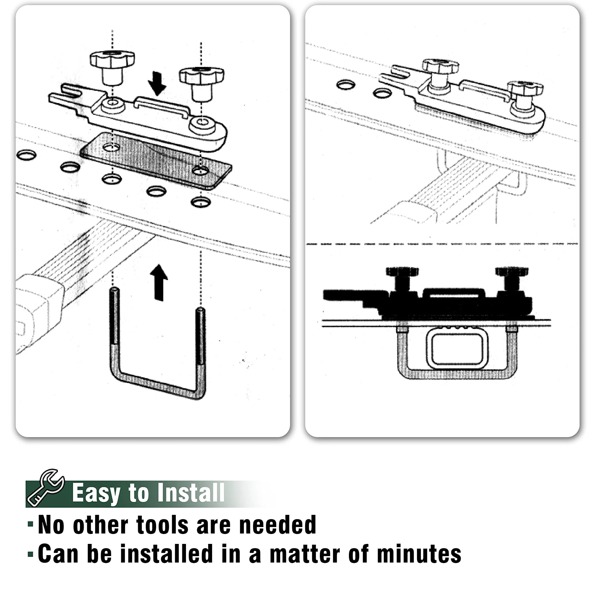 4 Pcs Universal Roof Box U-Bolt Clamps, Upgraded Rooftop Cargo Carrier Rack  Bolts, Car Van Mounting Fitting Kit 85mm Inner Width Metal U-Bracket Clips