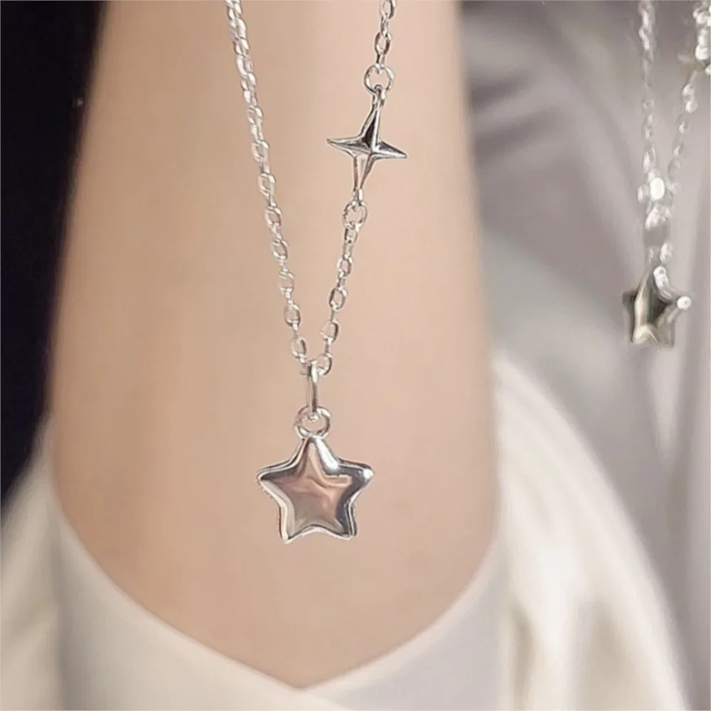 Light Luxury Bright Pentagonal Star Pendant Necklace for Women Exquisite Star Clavicle Chain Party Jewelry Gifts