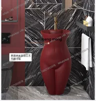 อ่างล้างหน้าทรงสูงแบบอิตาลีสีเบอร์กันดีระดับไฮเอนด์ ผสมผสานงานศิลปะและความคิดสร้างสรรค์เฉพาะตัว ตั้งแต่พื้นจรดเพดาน 6