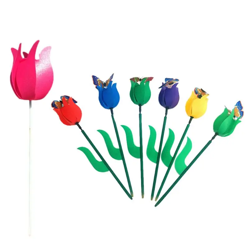 Garden Wind Spinner Tulip Windmill Balcony Lawn Decor Large Pinwheel Child Rotate Summer Wind Toy Camping Decoration