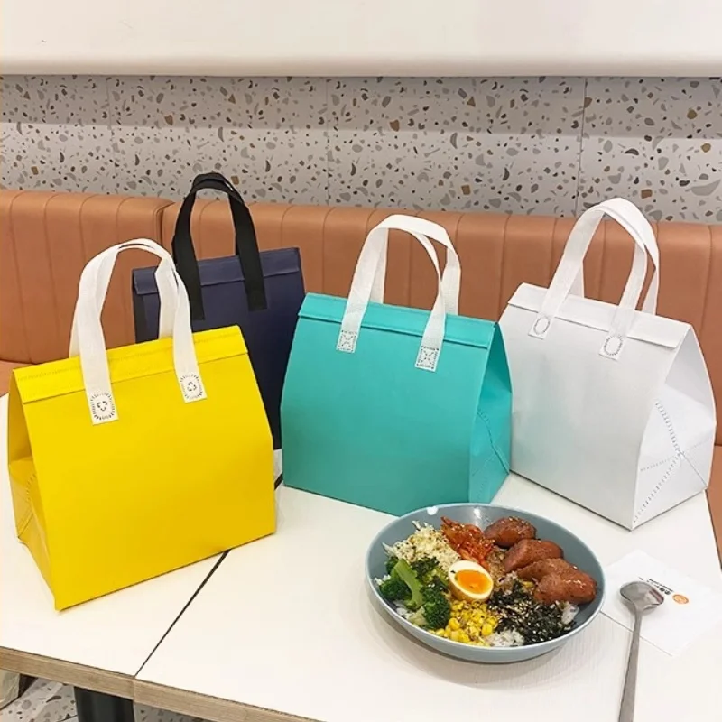 StoBag 50pcs Wholesale Color Non-woven Insulation Tote Bag Portable Fabric for Food Drinks Package Keep Warm Cold Delivery Pouch 3