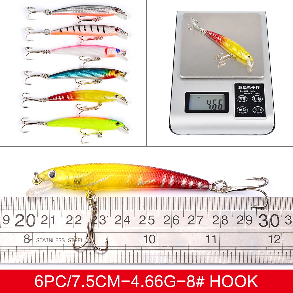 Bass Fishing Lures Kit Set Topwater Hard Baits Minnow Crankbait