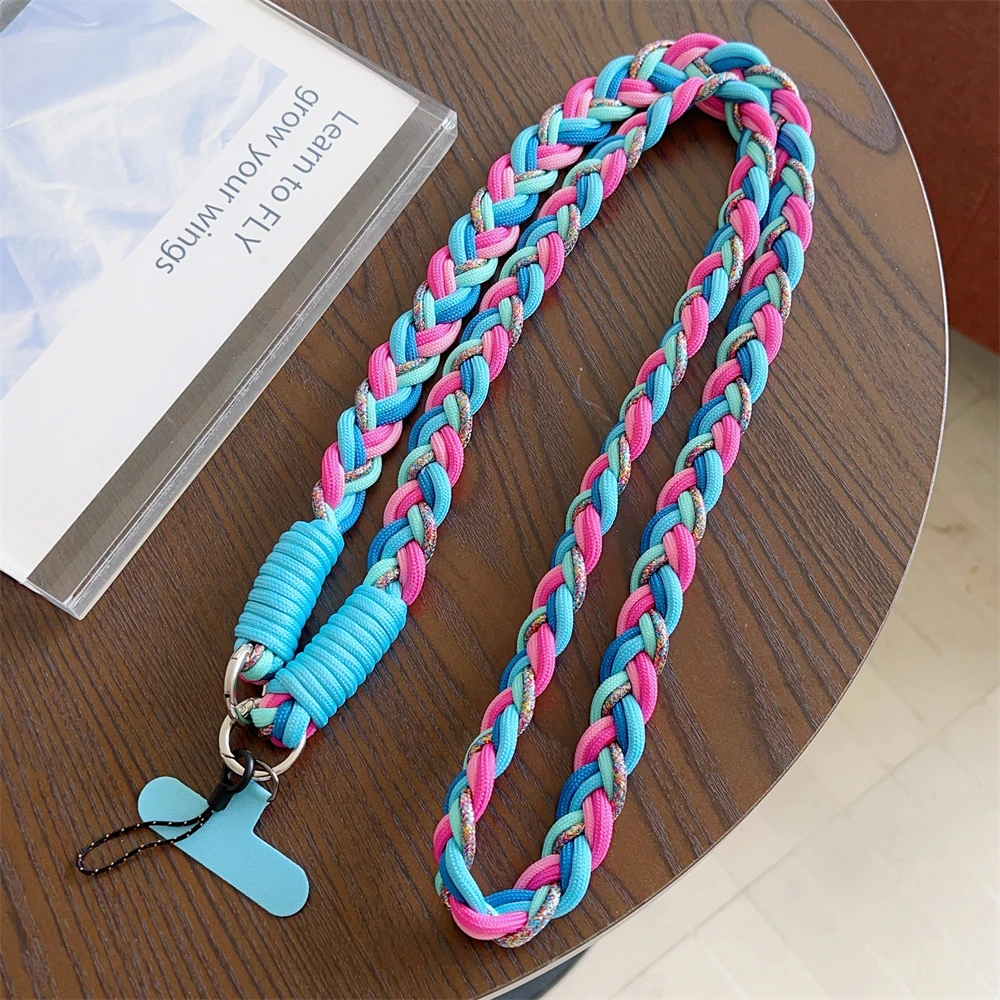 Handwoven Adjustable Crossbody Phone Lanyard with Shoulder Strap and Cardholder Bracelet