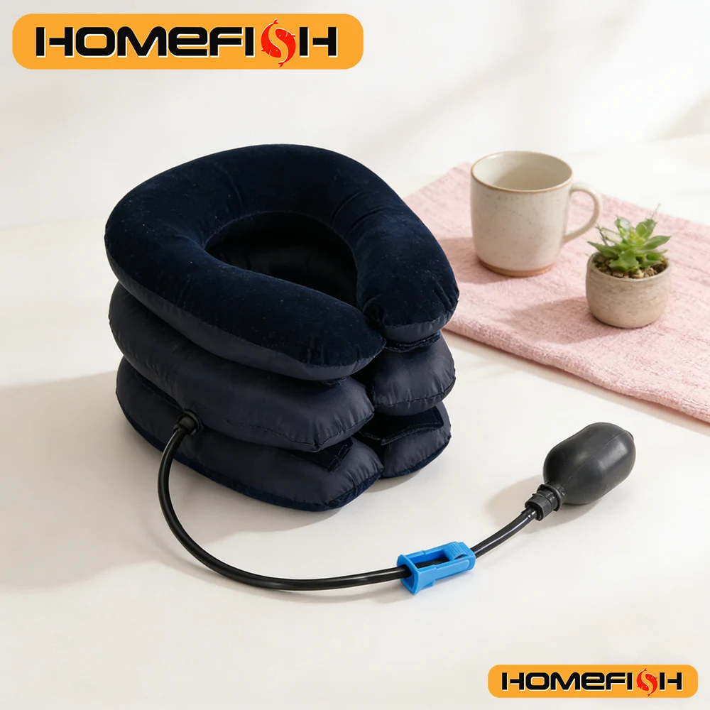 Inflatable Air Cervical Traction Neck Stretcher 1 Tube Orthopedic Pillow Collar Pain Relief Medical Tractor