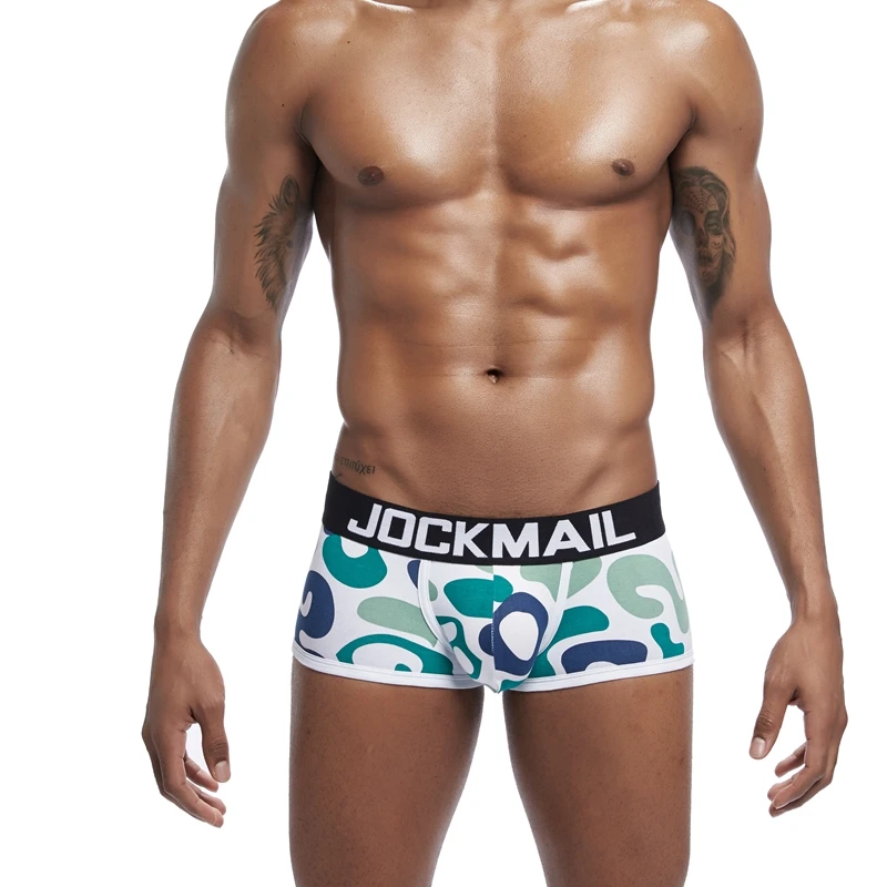 low rise boxer briefs JOCKMAIL Cotton Men Underwear Fashion Printing Briefs Classic Low-waist Boxer Shorts Breathable Male Underpant Casual Trunks Gay pouch briefs