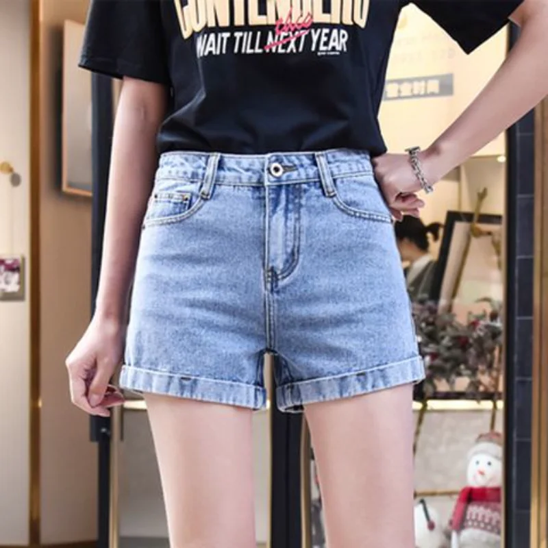 Short Pants for Woman To Wear Work Women's Shorts Denim High Waist Office Boxer Cargo Jeans Clothing Elasticty Clothes Summer XL