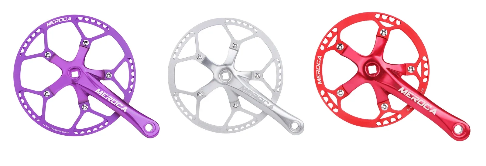 MEROCA Faltbares Fahrrad-Kurbelgarnitur-Set mit Breiten und Schmalen Zähnen, Kettenblatt 45/47/53/56/58T, 170mm Länge, 130BCD Vierkantloch, 5-Klauen-Fahrradkurbel – Detail 2
