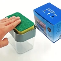 ที่ใส่ฟองน้ำแบบกดขวดเครื่องจ่ายสบู่เหลวอัตโนมัติเครื่องมือน้ำยาล้างจานของเหลวพร้อมฟองน้ำเช็ดคำสั่งผสมอ่างล้างจานใช้ในครัว 5