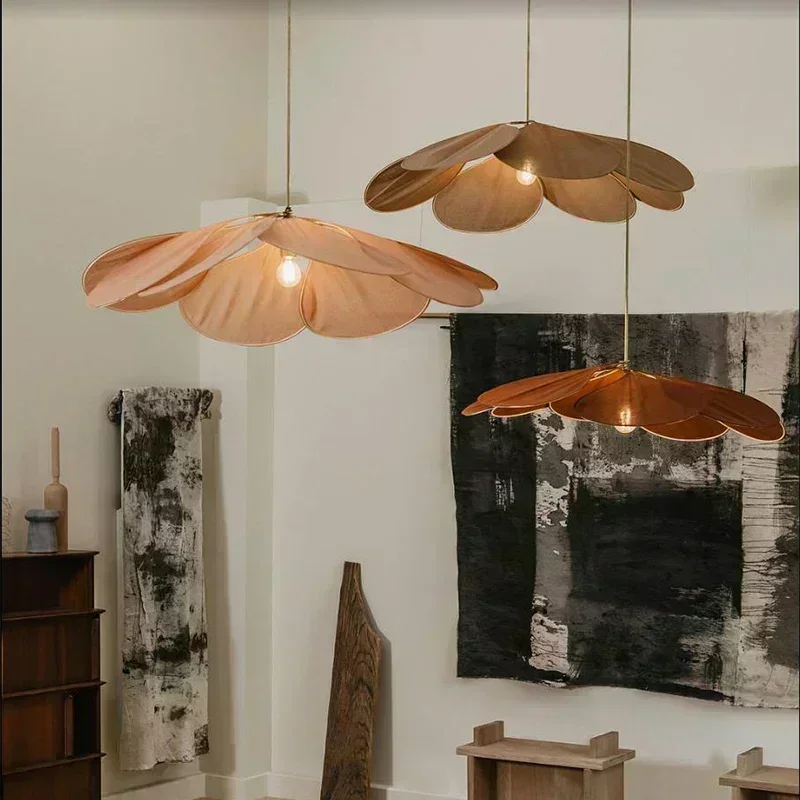 Modern Fabric Petal Hanging Chandelier Living Room Bedroom Dining Table Bar Home Decor Colorful Flower Pendant Light Aesthetic 2