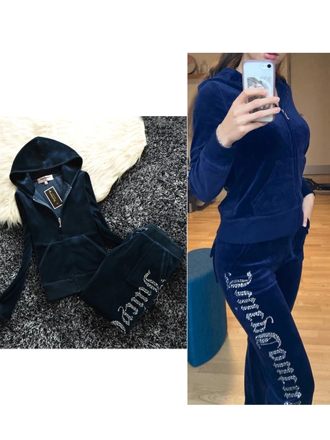 YICIYA Juicy Tracksuit Spring/Fall 2022 Women's Brand Velour Tracksuit Suit Women Velvet Zipper Sweatshirt And Pants Fat Sister Royal Blue