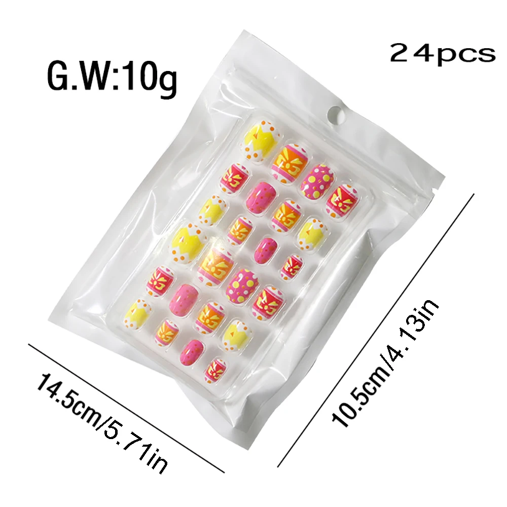 Cartoon Press On Candy Color Full Cover Fake Nails Nail Art False Nails Manicure Tips