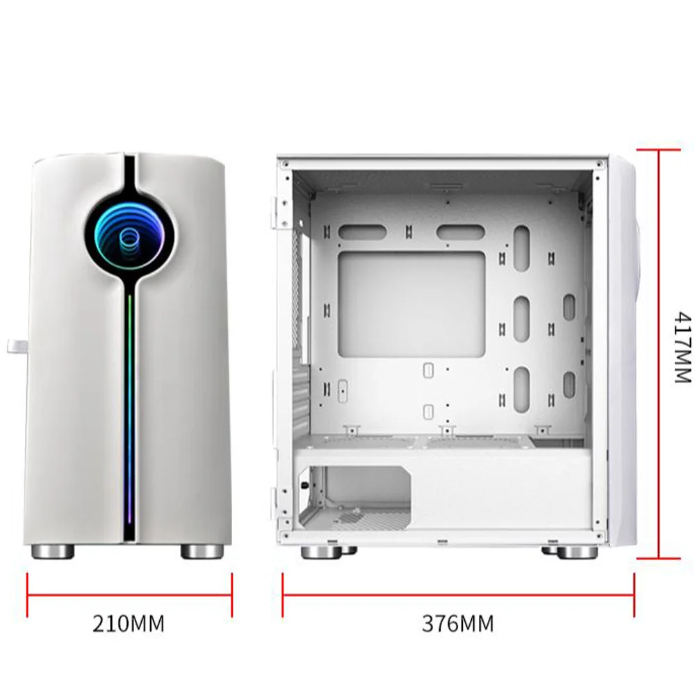 Gaming Computer Case with 4Fan Positions 240 AIO Support M-ATX/MINI-ITX Panoramic Version WJCOOLMAN Unlimited Player