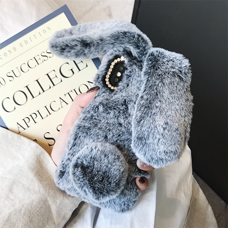 Luxurious Soft Plush Furry Rabbit Bunny Fur Phone Case Cover