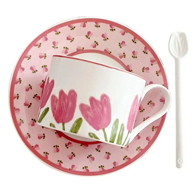 

Tea Cups And Saucers Ceramic Tulip Cup And Saucer Set Light Luxury Coffee Cup And Saucer Set China Coffee Cup Set With Saucer