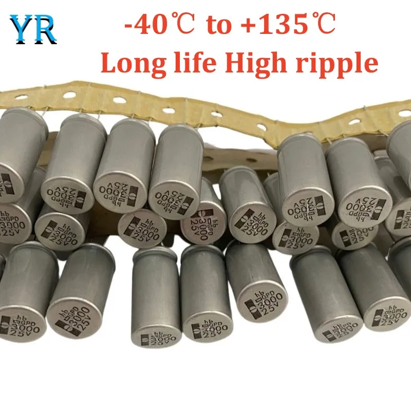 5PCS GPD Aluminum Electrolytic Capacitors 25V3000UF 12.5X25 -40℃ to +135℃ EGPD250ELL302MK25H Long Life High Ripple