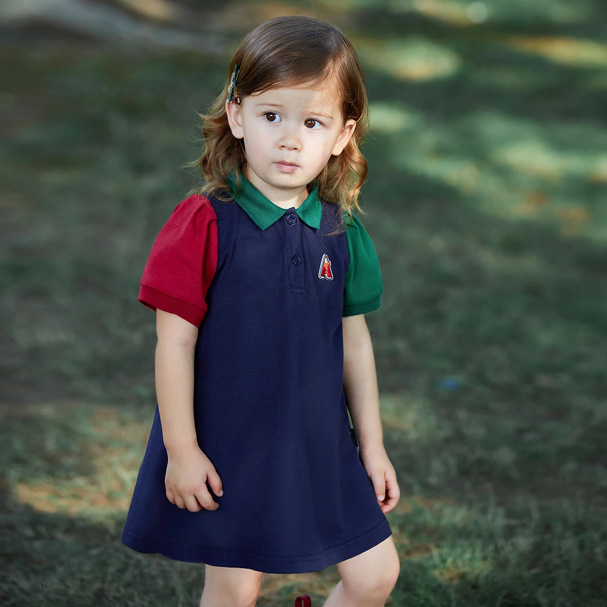 Amila Baby Girl Dress Summer New Cute Sports Fashion Contrasting Colors Patchwork POLO Neck Children's Clothes 0-6Y girls dress baby girl dress