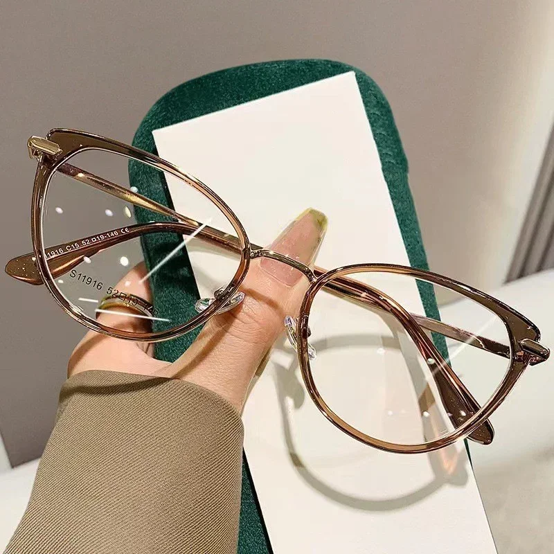 Women Cat Eye Finished Myopia Glasses Men New Style Blue Light Blocking Glasses Trendy Retro Near Sight Eyeglasse for Ladies - 3