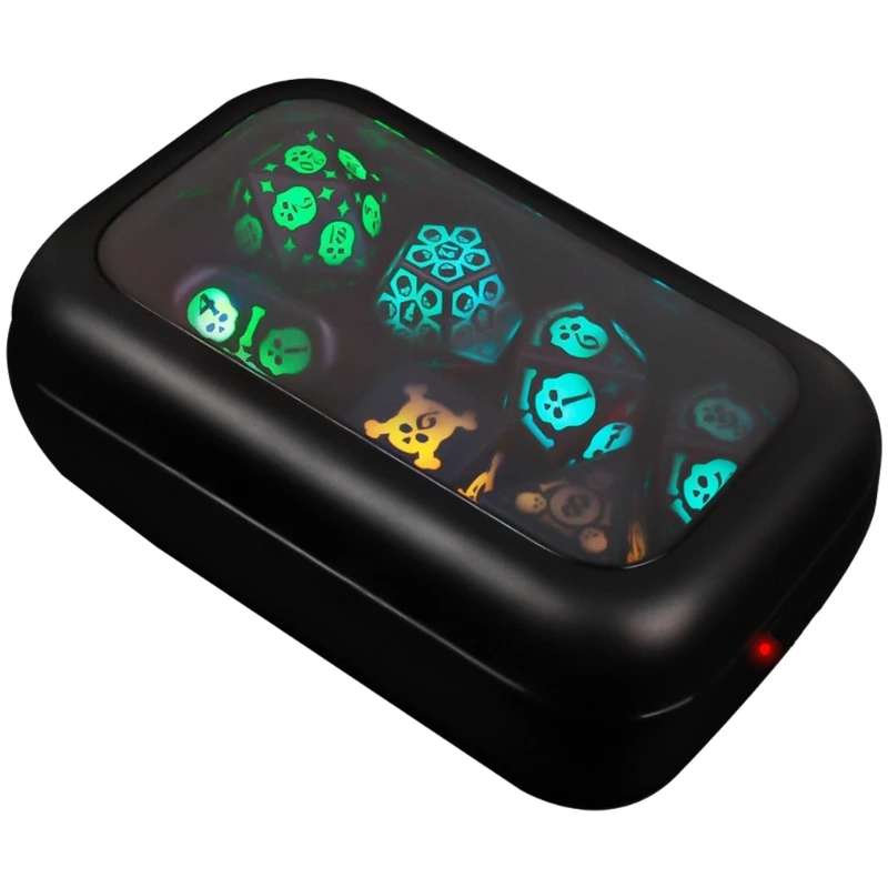 

652D 7 шт. перезаряжаемые светящиеся многогранные кубики с зарядным устройством, настольные игровые кубики