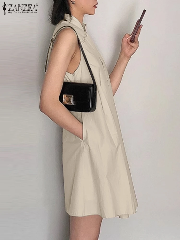 ZANZEA أنيق بدون أكمام على شكل حرف a فيستدوس 2024...