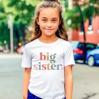 Big Sister Letter Printed Child Girls T-shirts Casual Loose Comfort Kid Tee Tops Short Sleeve Toddler Spring&Summer Kid Clothes 1