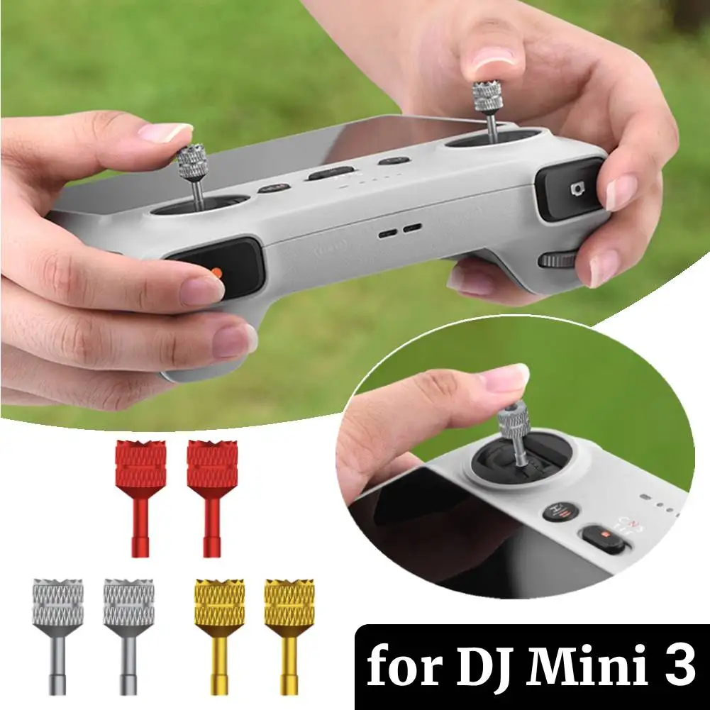 Vue rapprochée du Joystick Thumb Stick en alliage d'aluminium pour DJI Mini 3 Pro, texture antidérapante visible.