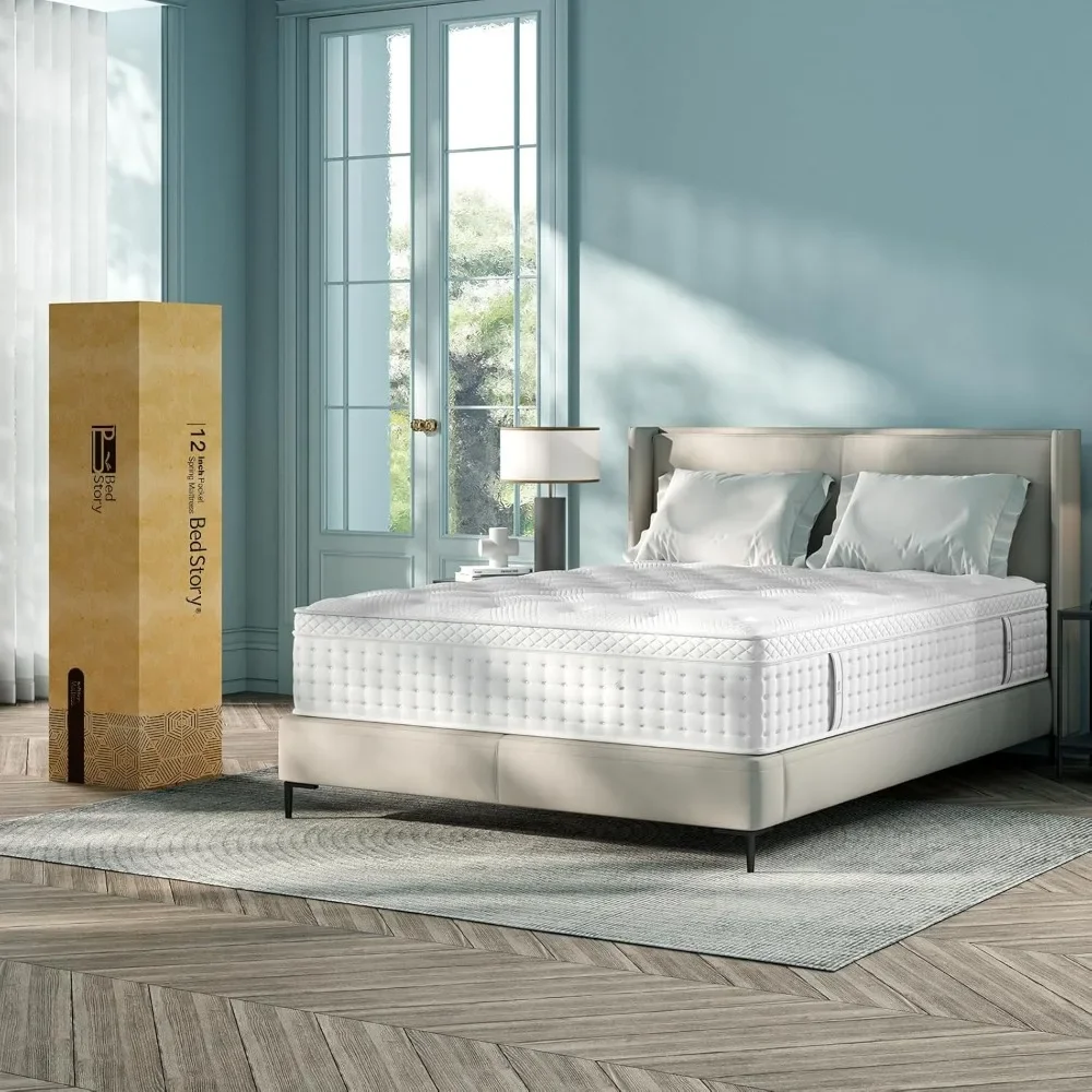 King Size Mattress, 12" Deep Sleeper Mattress, Extra Lumbar and Shoulder Support, Hybrid Plush Mattress with Gel Memory Foam 4