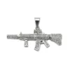 Iced Out AK47 Gun Pendant Rhinestone Stainless Steel Mens Necklace Hiphop Jewelry 5