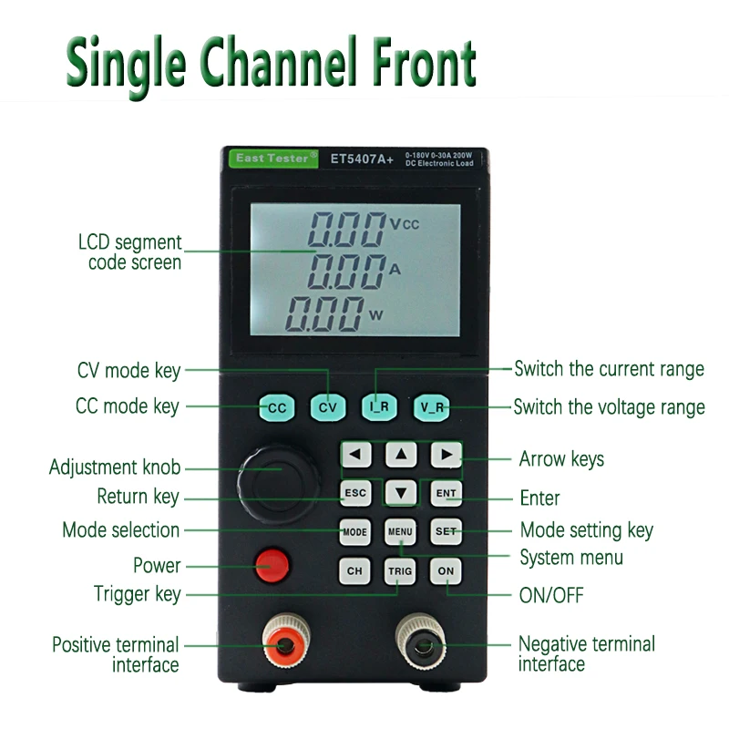 이스트 테스터 ET5406A+/ET5407A+ 200W 120V 180V 20A 30A 프로그래밍 가능 DC 전자 부하 테스터 1mV/1mA CC/CV용 배터리 테스터