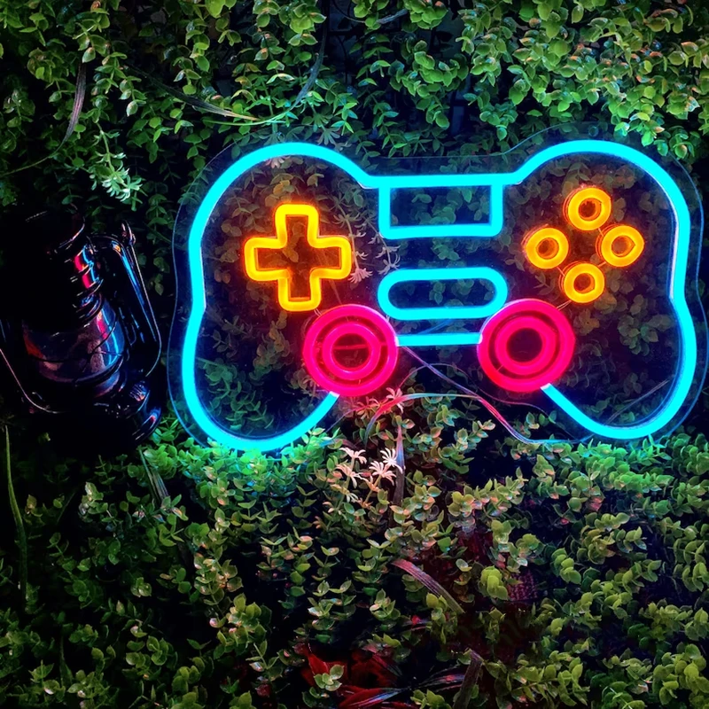 

Game Neon Sign Game pad Controller Gaming Wall Lights Decor For Game Room Blue Gamer Console Neon Lights For Children