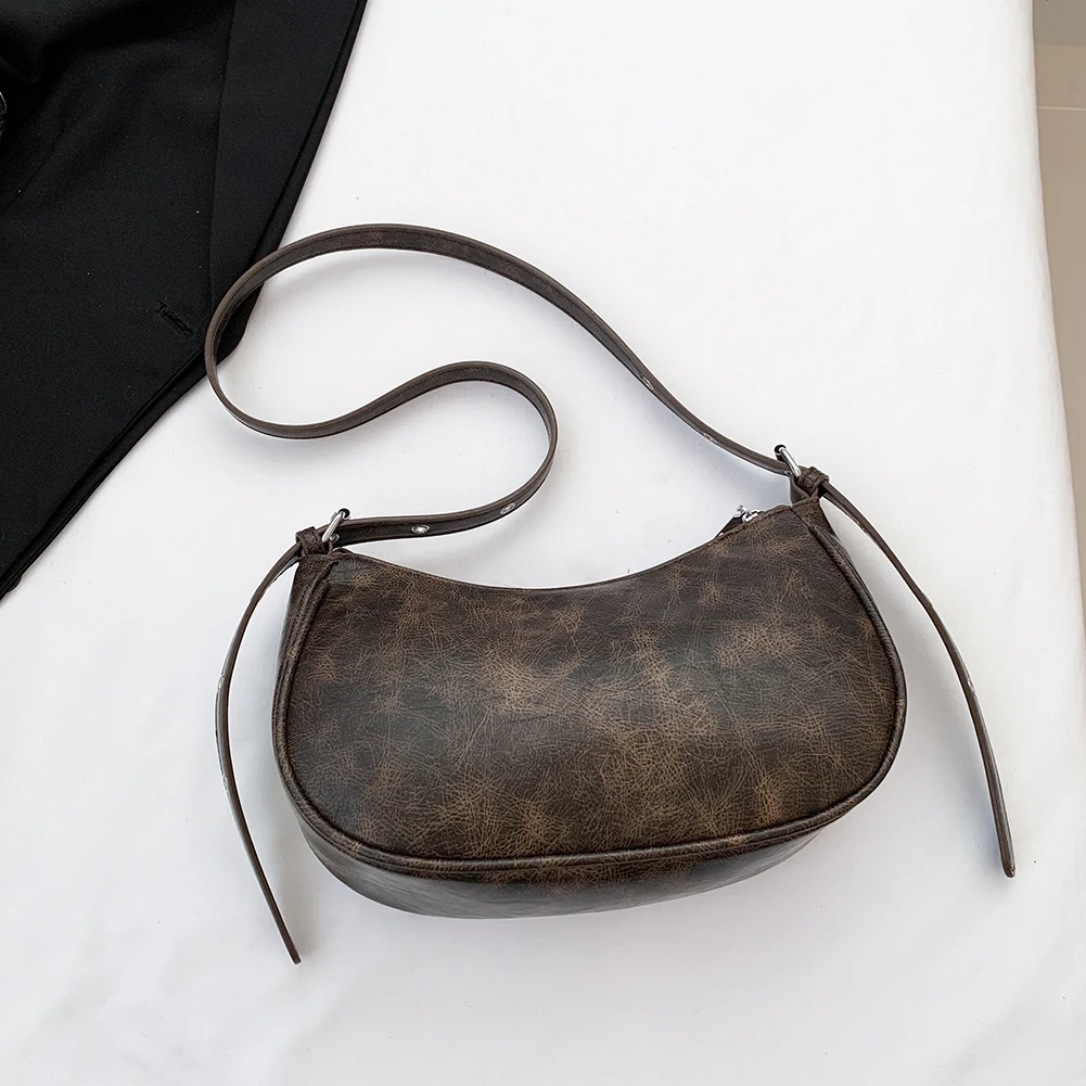Y2K Borsa hobo retrò a mezzaluna di alta qualità con tracolla vintage da donna di grande capacità a mezzaluna solida casual sotto le ascelle_voghion.com