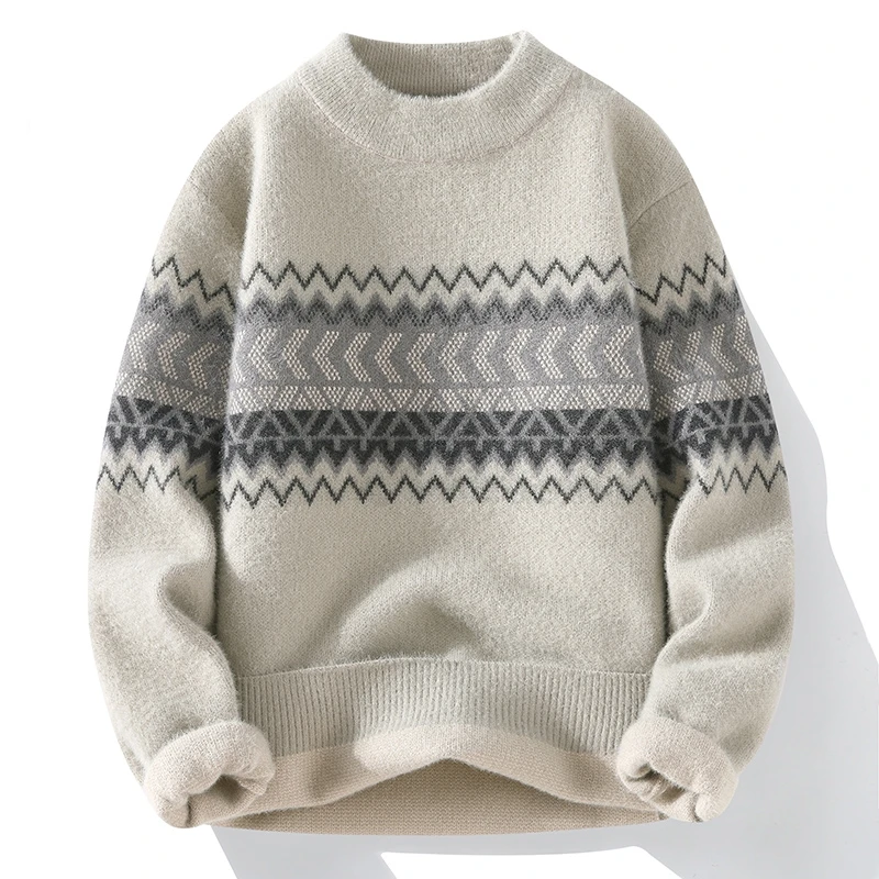 

2023 Autumn winter New style Men's High-Quality Fashion Trend Sweater Casual Warm Sweaters men Stripe pattern size M-3XL