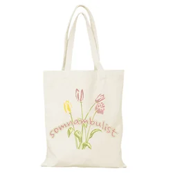 Floral Canvas Eco - Friendly Women's Tote Bag - 35x40cm (Beige)