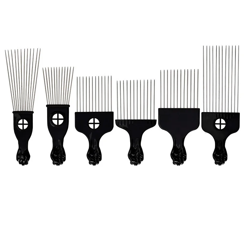 

1Pcs Salon Use Black Metal African American Pick Comb Hair Combs Afro Hair Comb For Hairdressing Styling Tool