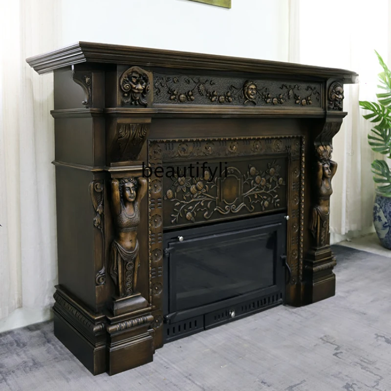 

Retro Style Solid Wood Decorative Fireplace French Classical Mix and Match