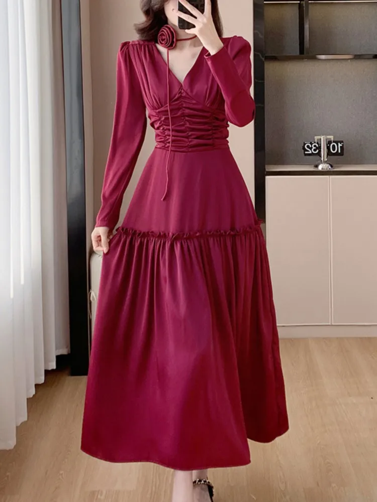 

Женское атласное платье средней длины, Элегантное повседневное однотонное платье-трапеция в винтажном стиле, женская одежда для дня рождения, длинное платье, новинка