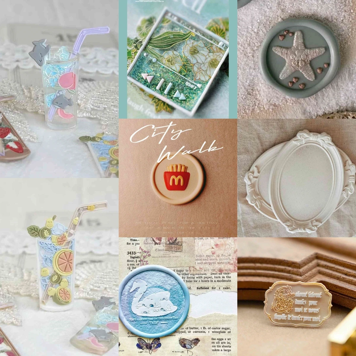Creative Stamps Fire Seal Heads Mermaid Butterfly Specimens Clock Relief Players Irregular Copper Heads Bean Stamps Envelope self ink stamps