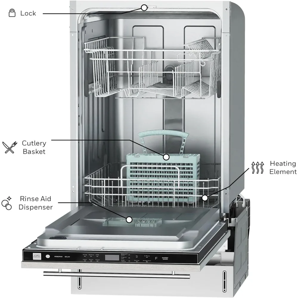 Dishwasher with 8 Place settings, 6 Washing Programs, Stainless Steel Tub, UL/Energy Star- Stainless Steel 2