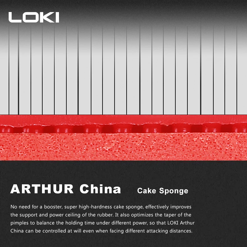 LOKI ARTHUR China Table Tennis Rubber Sticky Offensive Ping Pong Rubber Pimple-in Tacky with Hard Cake Sponge