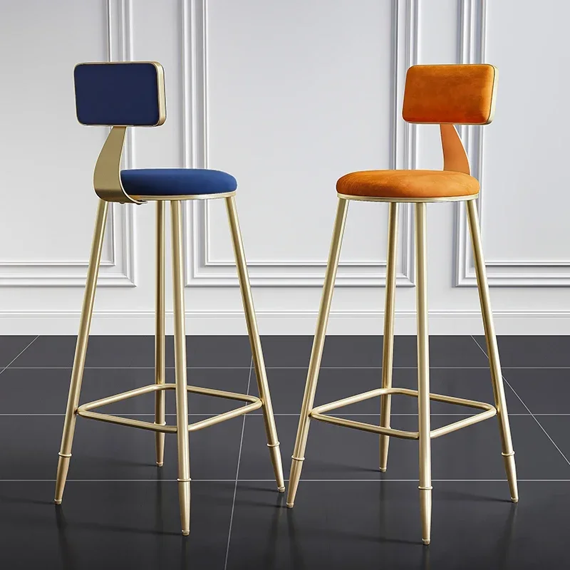 European Modern Metal Bar Stool Luxury Gold Kitchen Portable Bar Stools Nordic Style Living Room Cadeira Hotel Furniture Bar Chairs