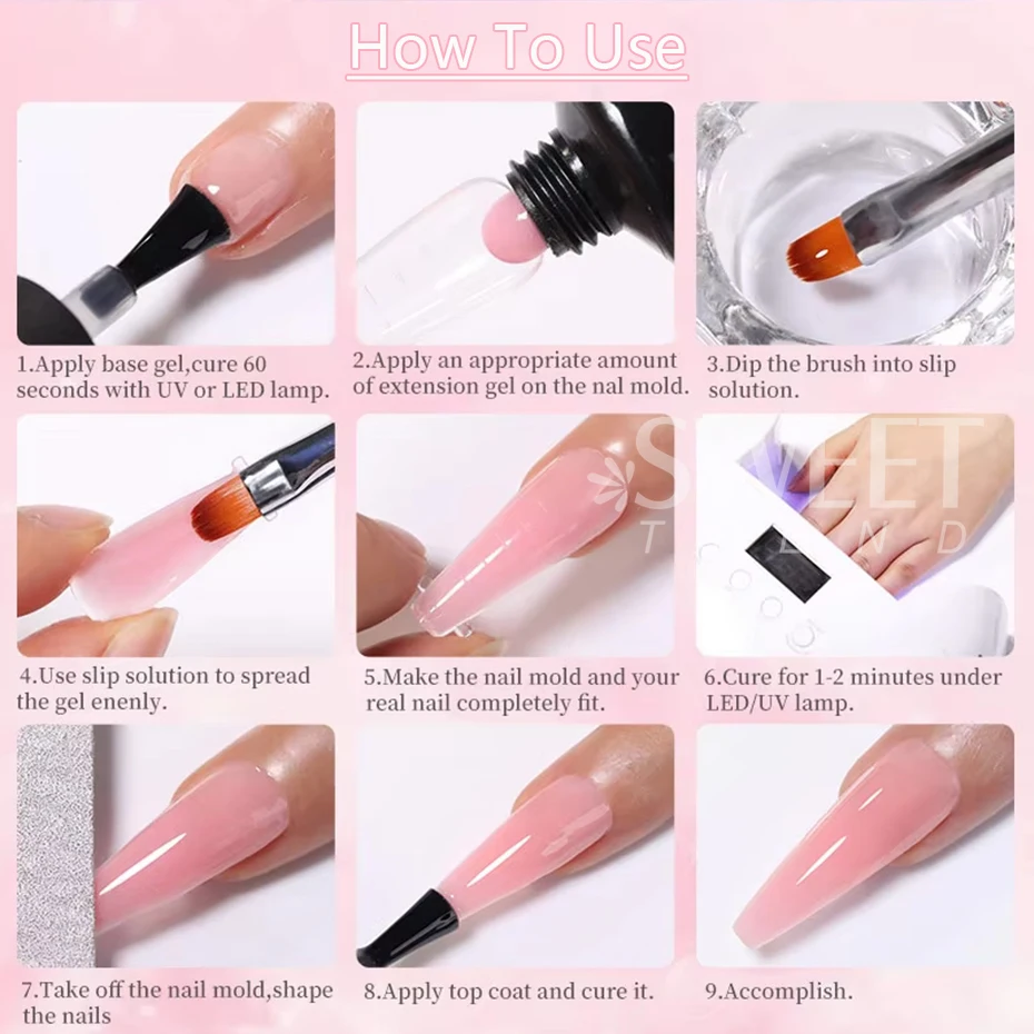 5pcs Extension Nail Gel Set Kit Quick Building Gel Acrylic White Clear Nude Construction UV Finger Prolong Tools Gel Nail Polish