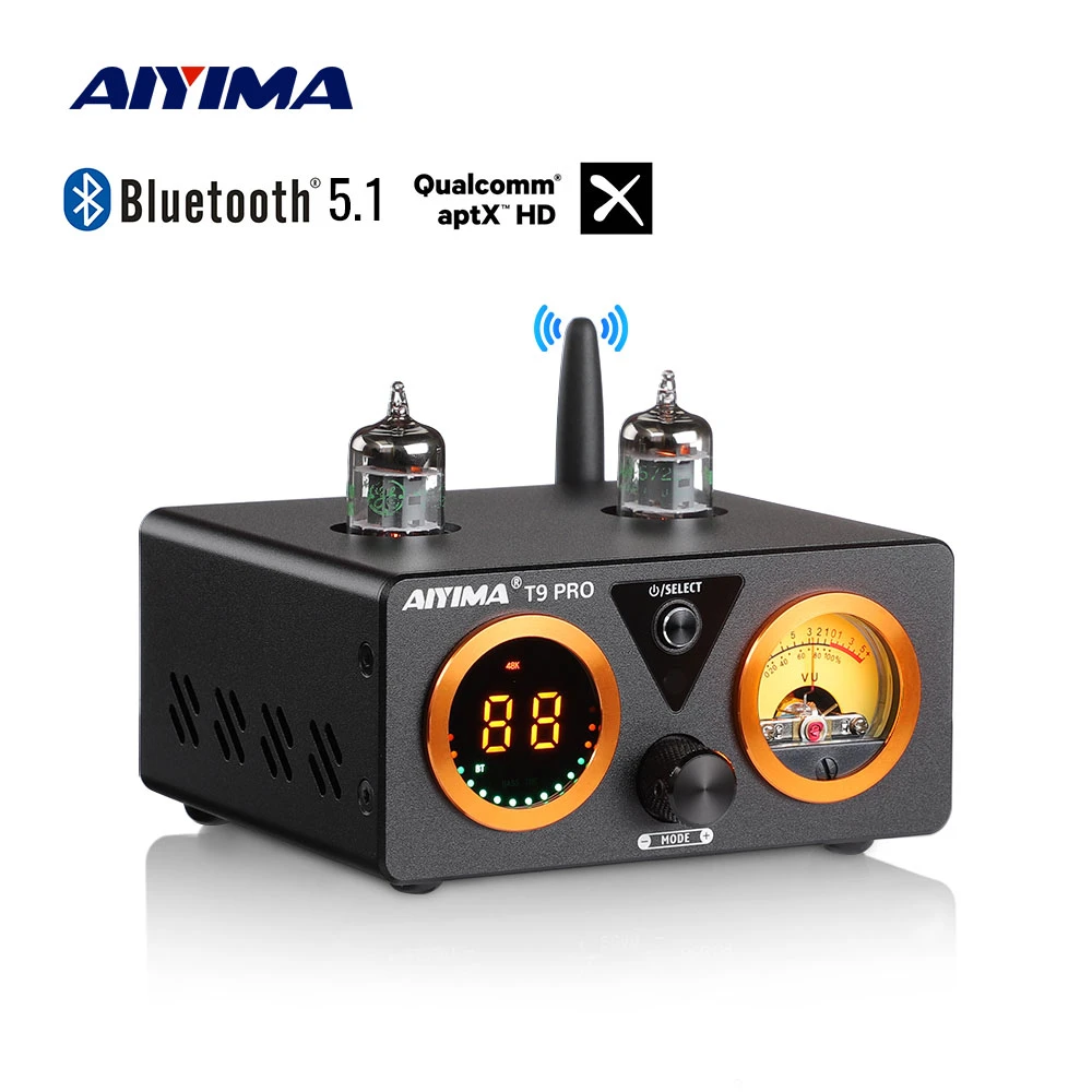 Préampli à Tubes AIYIMA T1PRO - Bluetooth 5.1 AptX-HD, Réglage Basses/aigus - Pour Système HiFi