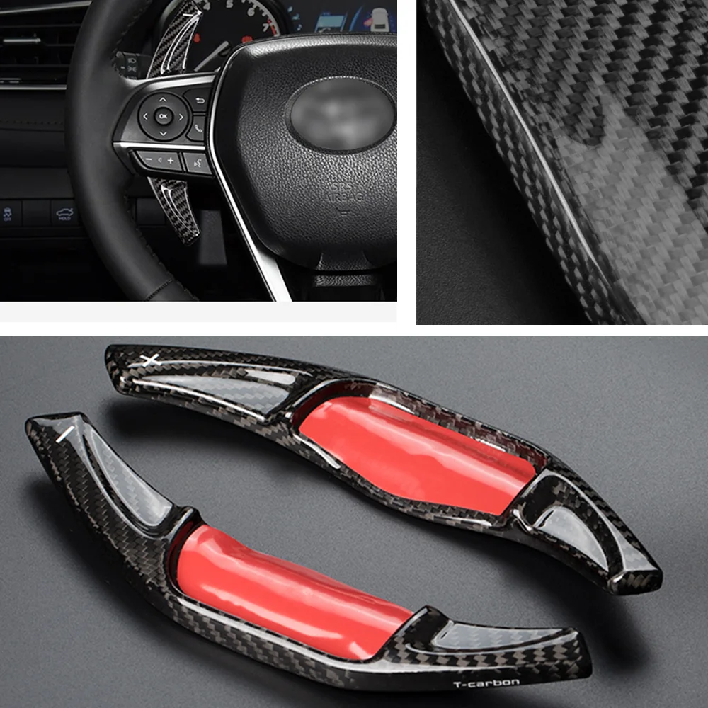 

Car Carbon Fiber Gear Steering Wheel Shift Paddle Cover Extension Pick For Toyota Camry Corolla Avalon 2018 2019 2020 2021