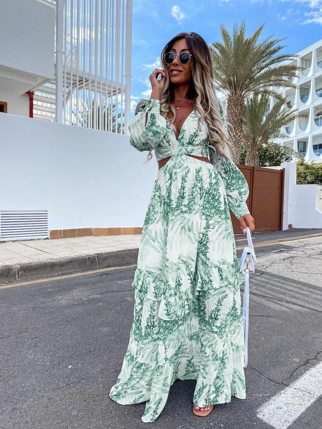 Sexy Hollow Out Maxi Dress Women 2022 Autumn Lantern Sleeve Party Club Tunic Beach Dress Bohemian V-Neck Backless Long Dresses denim dress