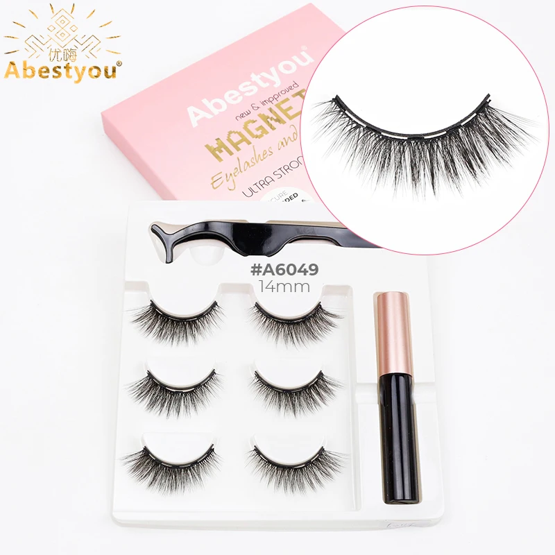 Abestyou Cat Eye Mink Natural 3d Short Magnetic Eyelashes And Eyeliner Kit fornecedores para brasil fake eyelashes