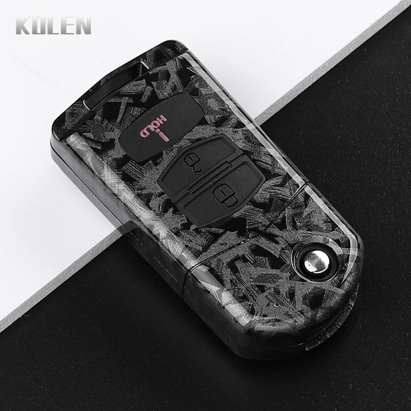 Premium Carbon Fiber Car Flip Key Case Cover - Enhanced Protection and Style