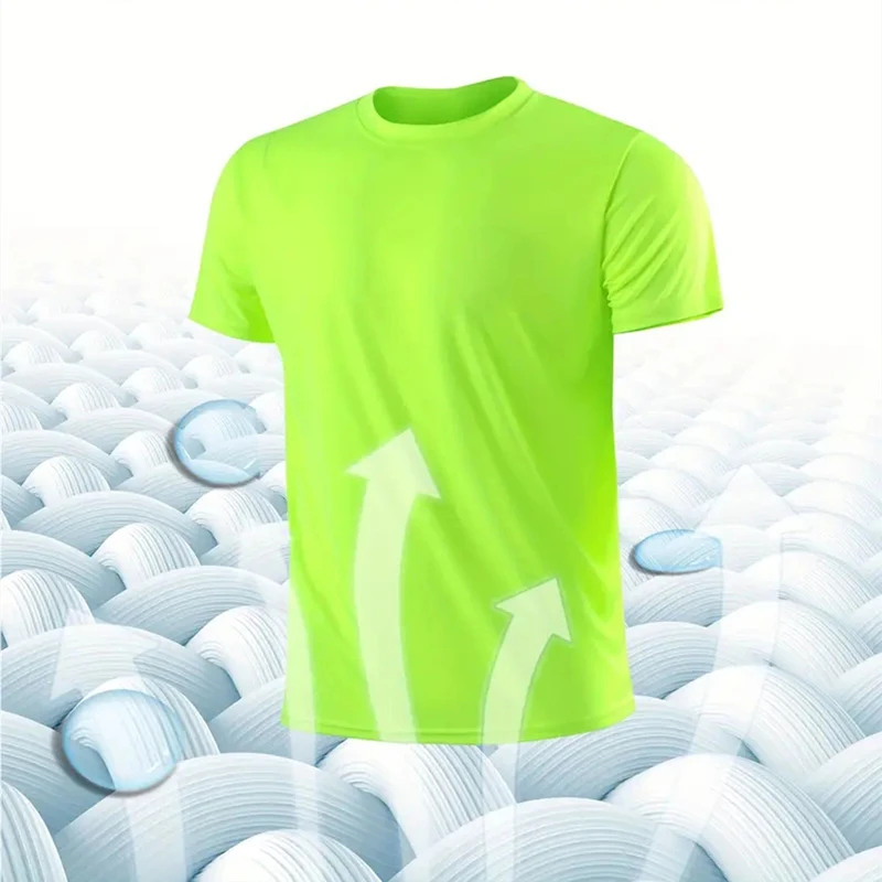 Sport t shirt quick-drying round neck gym fitness trainer running men breathable sportswear